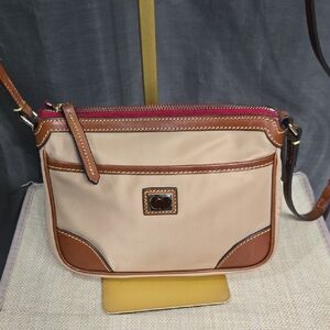 Dooney & Bourke Beige Nylon Crossbody with Leather Trim
